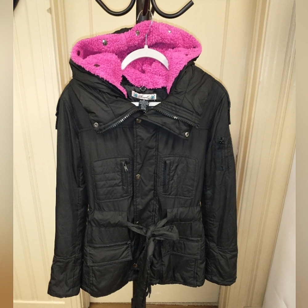 Hot Topic Thread Jacket with Pink Faux Fur Hood